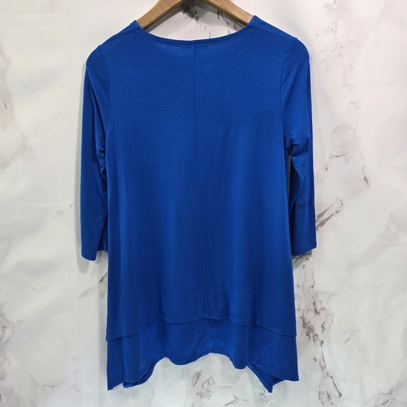 Eileen Fisher Top Womens Small P Blue Long Sleeve Tunic Round Lyocell Shirt - Picture 5 of 11